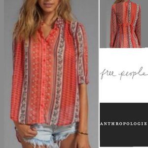 New Anthropologie Free People Semi Sheer Boho Top